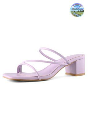 Strappy Chunky Block Heel Mules Square Toe Low Heel Sandals Slip On